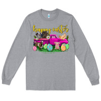 Heather Grey happy easter truck with farm animal Long Sleeve Tee - Neo Western
