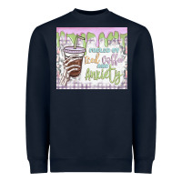 Navy fueled by iced coffee and anxiety Heavyweight Sweatshirt - MaliasSmallBusiness