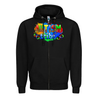 Black autısm tribe Zipper Hoodie - AdoDesignShop