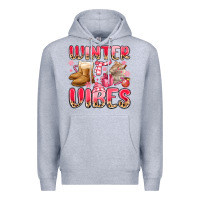 Heather Grey pink winter vibes Premium Hoodie - MaliasSmallBusiness