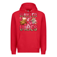 Red pink winter vibes Premium Hoodie - MaliasSmallBusiness