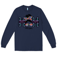 Navy mom autism Long Sleeve Tee - SublimationCraftShop