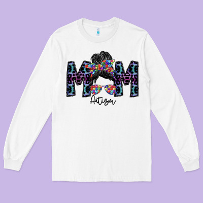 Mom Autism Long Sleeve Tee Designed By Sublimationcraftshop