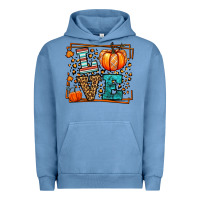 Pigment Pebble Blue Fall Autumn Leopard Love Pumpkin Urban Hoodie - LillyAllenDesigns