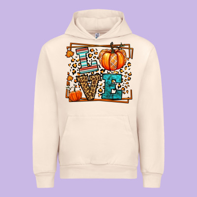 Fall Autumn Leopard Love Pumpkin Urban Hoodie Designed By Lillyallendesigns