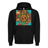 Black football leopard turquoise sunflower seamless pattern Zipper Hoodie - JahusDesignShop