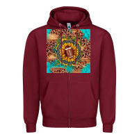 Burgundy football leopard turquoise sunflower seamless pattern Zipper Hoodie - JahusDesignShop
