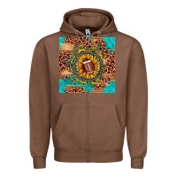 Chestnut football leopard turquoise sunflower seamless pattern Zipper Hoodie - JahusDesignShop