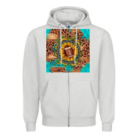 Dove Grey football leopard turquoise sunflower seamless pattern Zipper Hoodie - JahusDesignShop