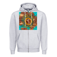 Heather Grey football leopard turquoise sunflower seamless pattern Zipper Hoodie - JahusDesignShop
