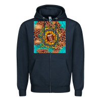 Navy football leopard turquoise sunflower seamless pattern Zipper Hoodie - JahusDesignShop
