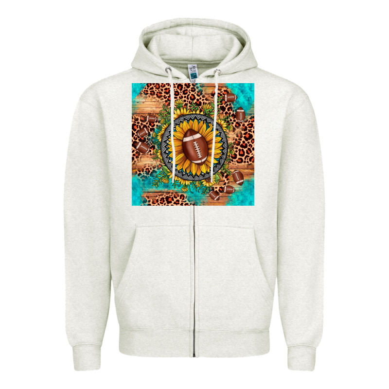 Football Leopard Turquoise Sunflower Seamless Pattern Zipper Hoodie by JahusDesignShop | Teevron