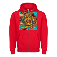 Red football leopard turquoise sunflower seamless pattern Zipper Hoodie - JahusDesignShop