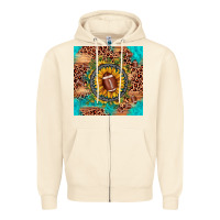 Sandshell football leopard turquoise sunflower seamless pattern Zipper Hoodie - JahusDesignShop