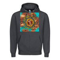 Smoke football leopard turquoise sunflower seamless pattern Zipper Hoodie - JahusDesignShop
