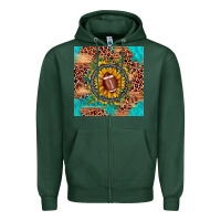 Sports Green football leopard turquoise sunflower seamless pattern Zipper Hoodie - JahusDesignShop