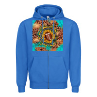 True Royal football leopard turquoise sunflower seamless pattern Zipper Hoodie - JahusDesignShop
