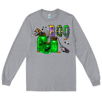 Heather Grey boo drink Long Sleeve Tee - CowhideDigitalArt