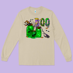 Boo Drink Long Sleeve Tee Designed By Cowhidedigitalart