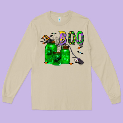 Boo Drink Long Sleeve Tee Designed By Cowhidedigitalart