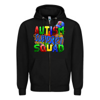 Black autısm support squad Zipper Hoodie - AdoDesignShop