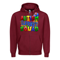 Burgundy autısm support squad Zipper Hoodie - AdoDesignShop
