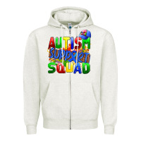 Oatmeal Heather autısm support squad Zipper Hoodie - AdoDesignShop