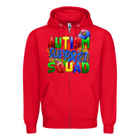 Red autısm support squad Zipper Hoodie - AdoDesignShop