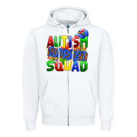 White autısm support squad Zipper Hoodie - AdoDesignShop