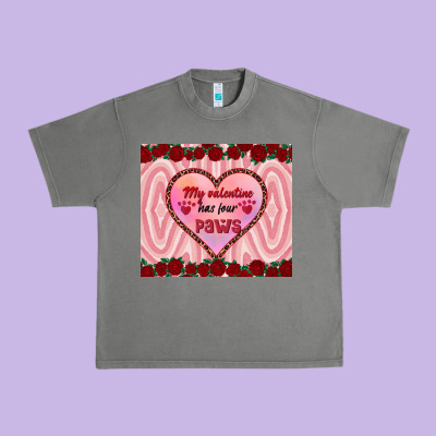My Valentine Has Four Paws Urban Heavy Tee Designed By Ranaportraitstore