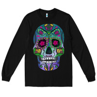Black sugar skull Long Sleeve Tee - FaDigitalArtStudio
