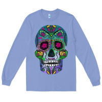 Colony Blue sugar skull Long Sleeve Tee - FaDigitalArtStudio