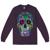 Plum sugar skull Long Sleeve Tee - FaDigitalArtStudio