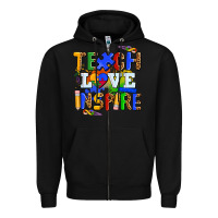 Black teach love inspire Zipper Hoodie - AdoDesignShop