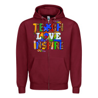 Burgundy teach love inspire Zipper Hoodie - AdoDesignShop