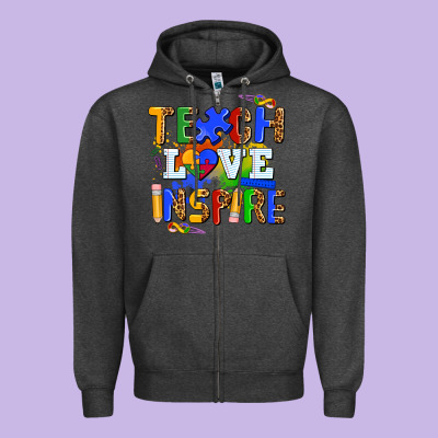 Teach Love Inspire Zipper Hoodie Designed By Adodesignshop