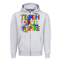 Heather Grey teach love inspire Zipper Hoodie - AdoDesignShop