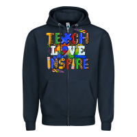 Navy teach love inspire Zipper Hoodie - AdoDesignShop