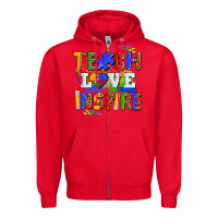 Red teach love inspire Zipper Hoodie - AdoDesignShop