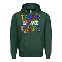 Sports Green teach love inspire Zipper Hoodie - AdoDesignShop