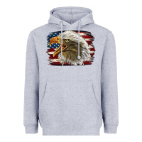 Heather Grey American Flag Eagle Heavyweight Hoodie - LillyAllenDesigns