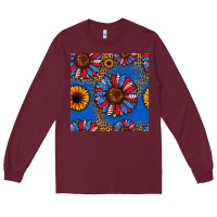 Burgundy usa sunflowers seamless pattern Long Sleeve Tee - HRA Design Shop
