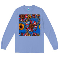Colony Blue usa sunflowers seamless pattern Long Sleeve Tee - HRA Design Shop