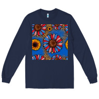 Navy usa sunflowers seamless pattern Long Sleeve Tee - HRA Design Shop