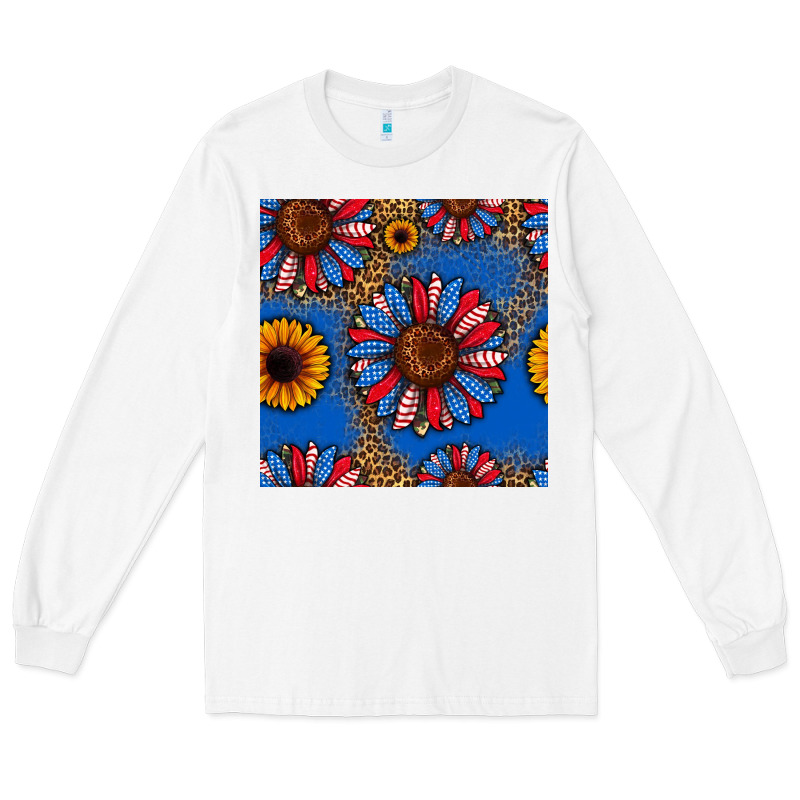 Usa Sunflowers Seamless Pattern Long Sleeve Tee by HRA Design Shop | Teevron