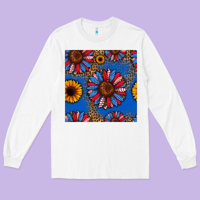 Usa Sunflowers Seamless Pattern Long Sleeve Tee Designed By Hra Design Shop
