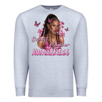 Heather Grey breast cancer awareness afro woman Premium Sweatshirt - NancyCooperArtShop
