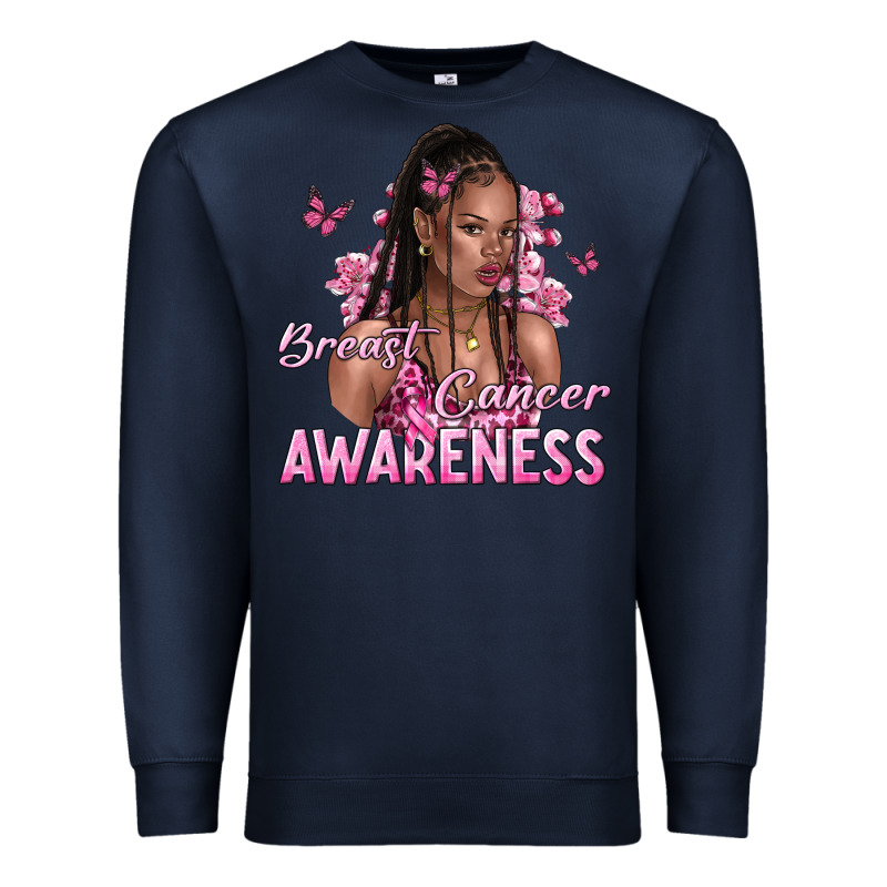 Breast Cancer Awareness Afro Woman Premium Sweatshirt by NancyCooperArtShop | Teevron