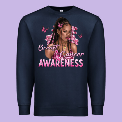 Breast Cancer Awareness Afro Woman Premium Sweatshirt Designed By Nancycooperartshop