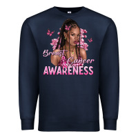Navy breast cancer awareness afro woman Premium Sweatshirt - NancyCooperArtShop